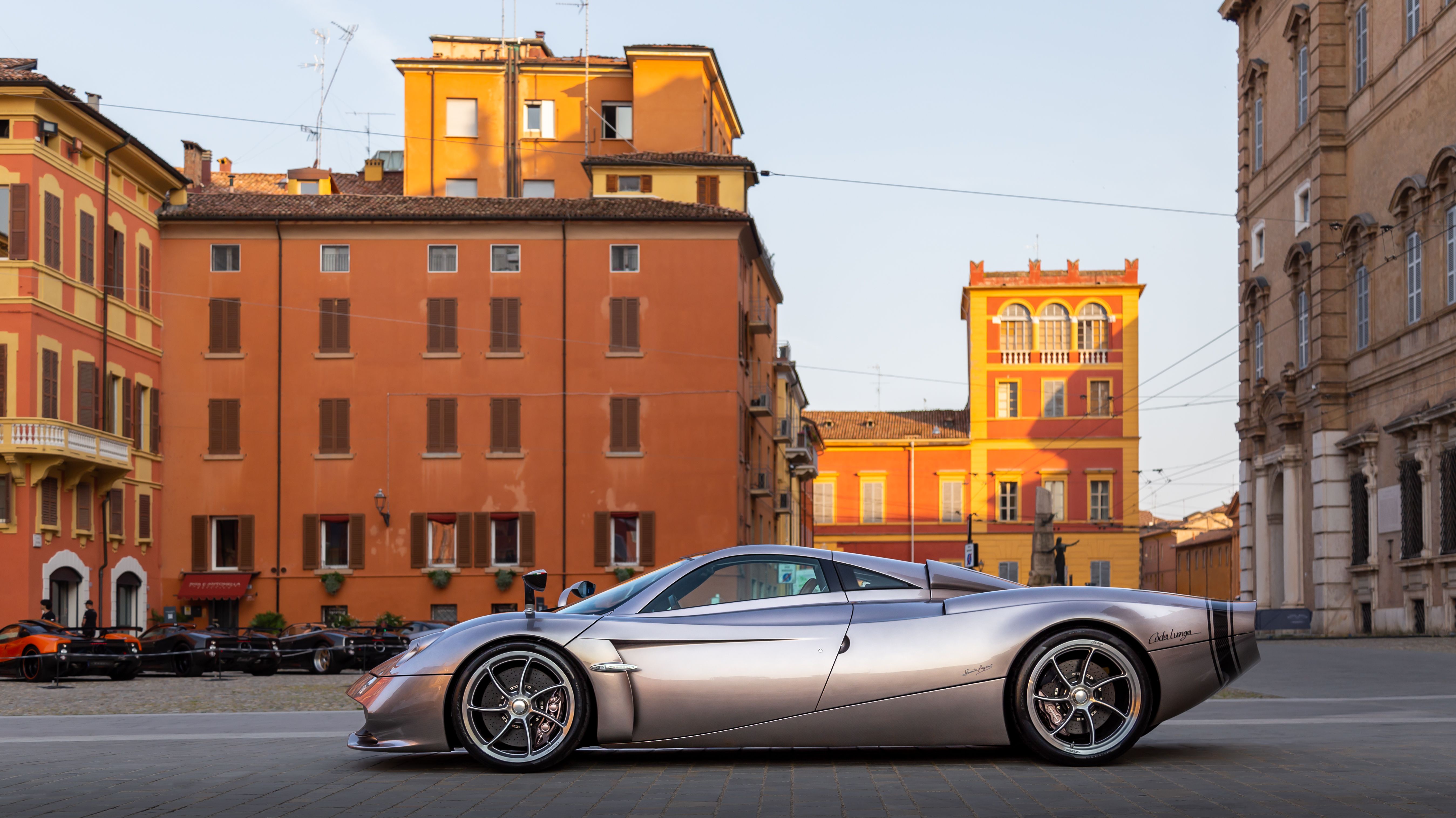 Silver Pagani Huayra Codalunga side profile showing the long tapered tail